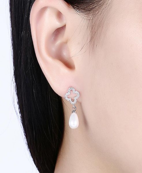 

happy tears bridesmaid bridal wedding pearl earrings jewelry real 18k platinum plated amazon sell earings charms nickle 2224215, Silver