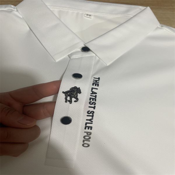

men's polos polo shirts for men color short sleeve shirt lapel collar men fashion casual no trace printingpolo 230717, White;black