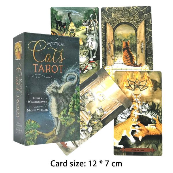 

outdoor games activities selling 12 * 7cm tarot mystical cat tarot leisure entertainment games card family gatherings tarot card pdf guide 2