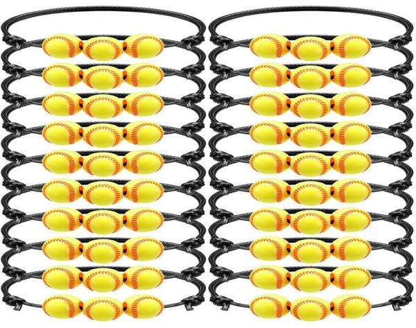 

charm bracelets softball wristbands yellow beads adjustable inspirational sport ball bracelet for teens adts birthday party luckyh8370251, Golden;silver