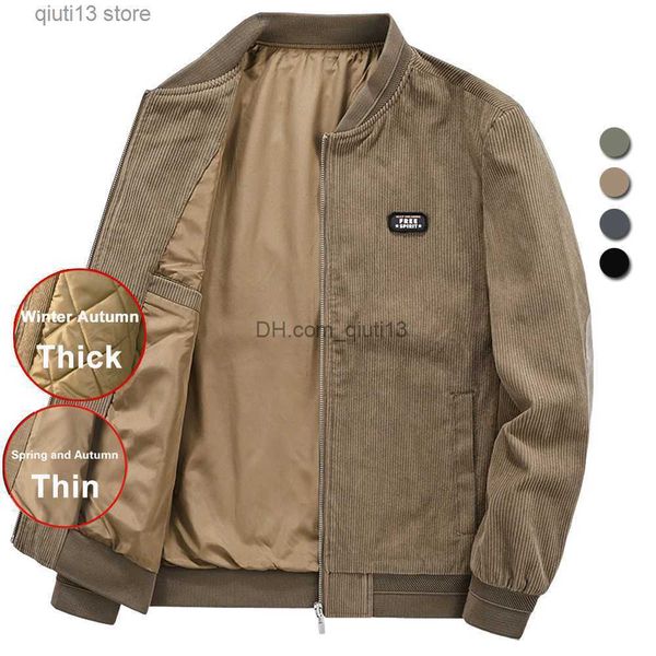 

men's jackets bomber jacket men corduroy spring military baseball jackets casual windbreaker quilted winter coats vintage outdoor fashi, Black;brown