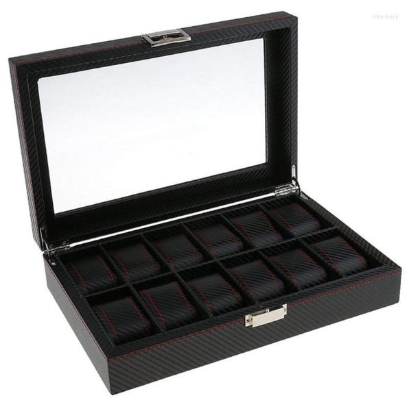 

watch boxes cases fashion jewelry display case storage box 12 slots black1807952, Black;blue