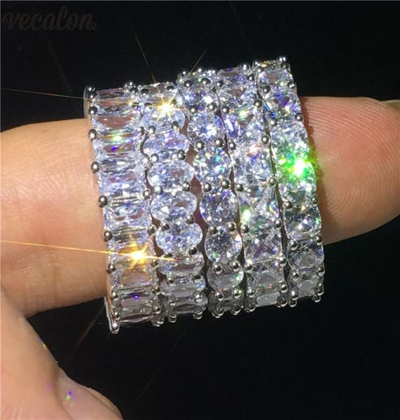 

vecalon 5 style finger promise ring 5a zircon cz 925 sterling silver engagement wedding band rings for women men jewelry4726188, Slivery;golden