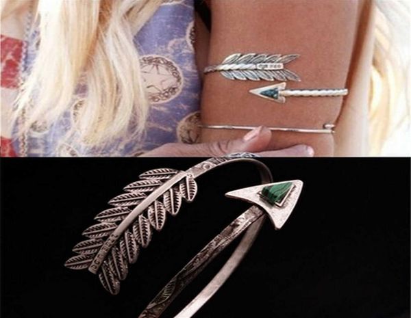 

new trendy adjustable bohemian ethnic upper arm bracelet arm cuff vintage arrow open bangle armlet arm cuff q07197809878, Black