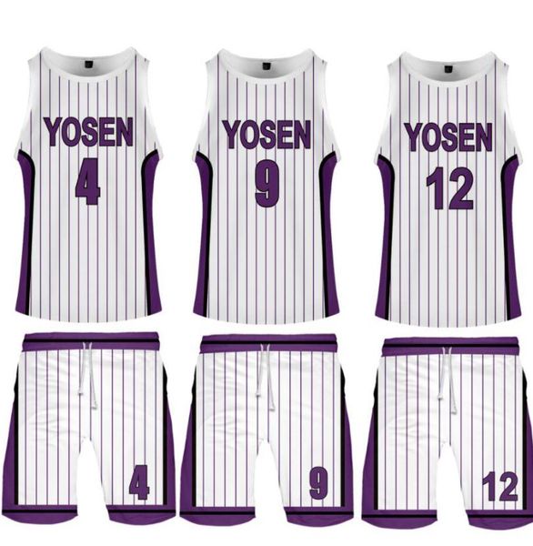 

anime kuroko no basuke basket yosen school uniform murasakibara atsushi jersey sportswear men t shirt shorts set cosplay costume4214278, Black