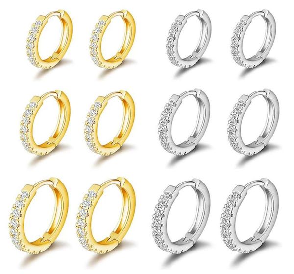 

hoop & huggie qiamni fashion cubic zircon huggies earrings lage piercing conch earlobe tragus circle men women gift jewelry3968442, Golden;silver