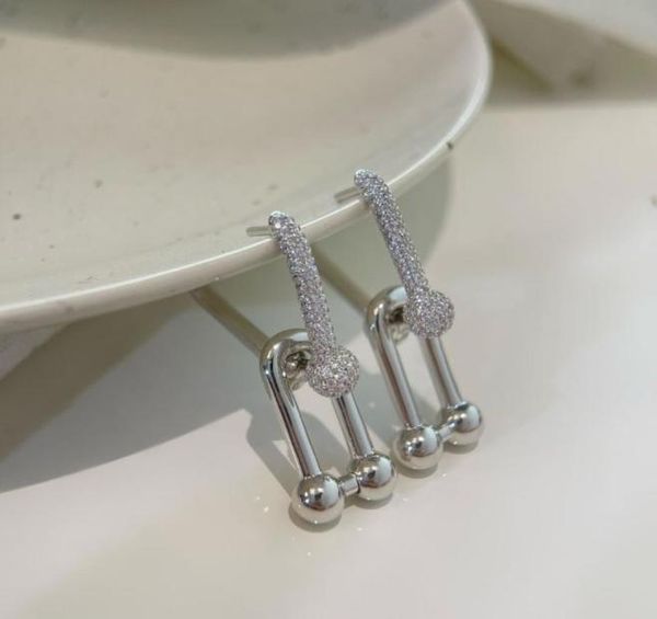 

925 silver hard wear dangle rhinestone earrings for women big size3824776