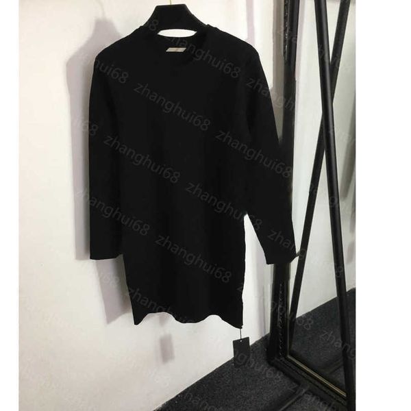 

23ss womens designer clothing women dresses summer dress presbyterian double f letter round neck long sleeve knit dress womens clothing a1, Black;gray
