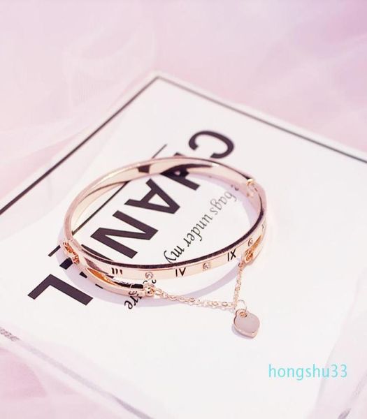 

whole rose gold stainless steel bracelets bangles female heart forever love brand charm bracelet for women famous jewelry6153840, Golden;silver