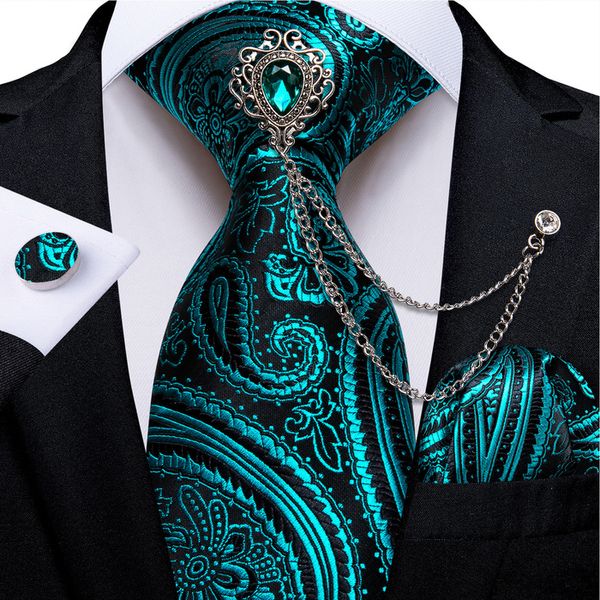 

neck ties design teal blue paisley floral silk ties 8cm men's wedding party business necktie hanky brooch cufflinks set cravat dibangu, Blue;purple
