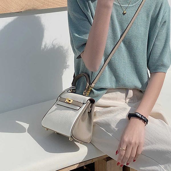 

designer kelys tote bag mini 20cm bag leather women's premium feeling small 2023 new lychee cross shoulder handbagfq3z
