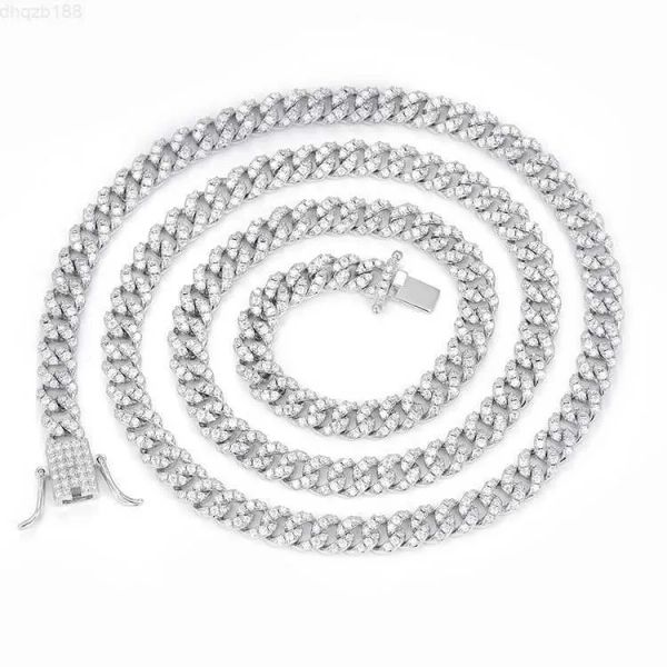 

yu ying wholesale price 925 silver single rows 6.5mm 10mm wide moissanite diamond necklace cuban link chain for mens/women
