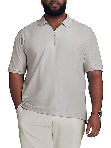 

mens polos plus size summer short sleeve polo shirt solid zipper casual street wear 230718, White;black