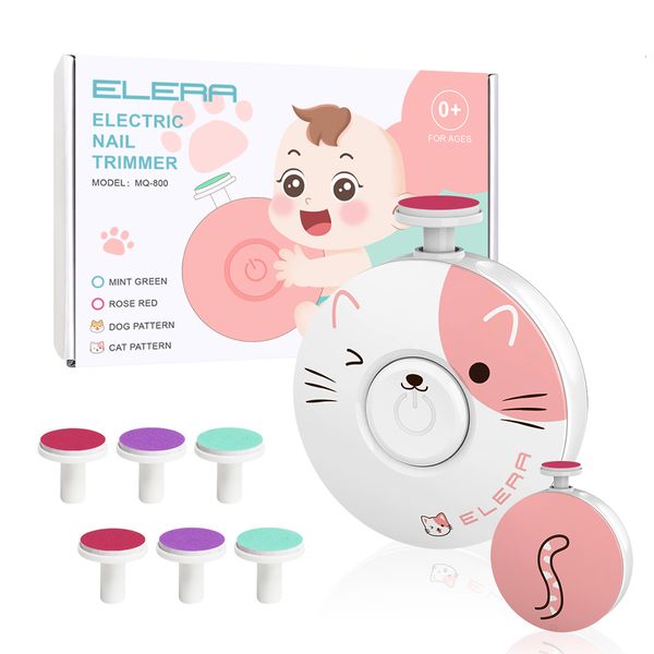 

nail care elera baby trimmer electric low noise file with 6 replacement pads cartoon clippers safety battery included 230718