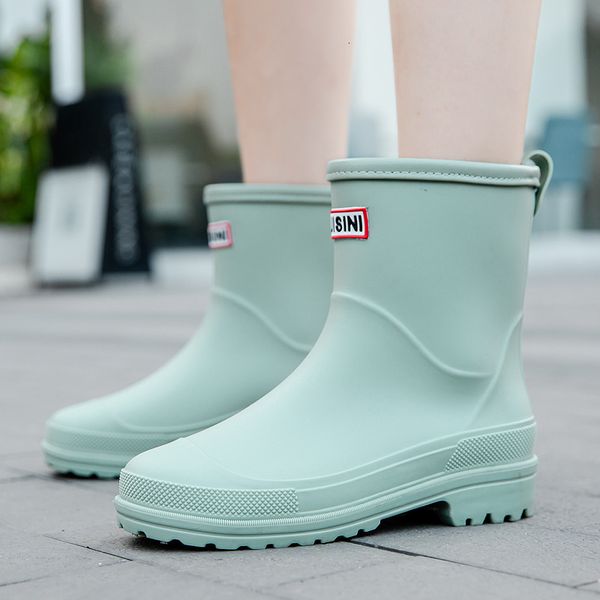 

rain boots water woman waterproof ankle rubber female comfort work garden galoshes shoes sapato chuva 230718, Black;red