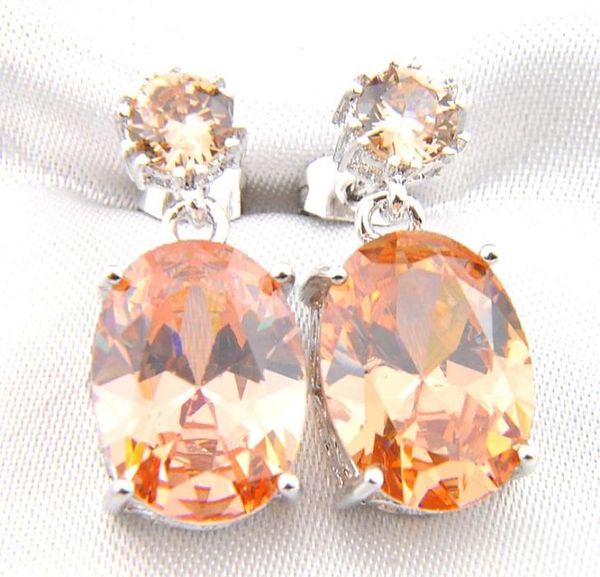 

luckyshine 6 pair 925 silver plated unique oval morganite gems glass crystal zircon earrings for lady party gift e0162 shippi1856647, Golden