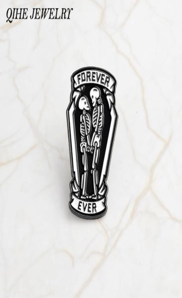 

qihe jewelry punk pins black coffin with skeleton couple inside forever and ever gothic pin gift for boyfriend girlfriend8734337, Gray