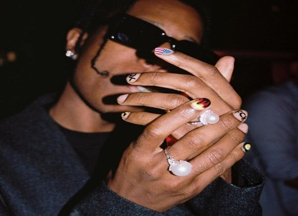 

asap rocky natural pearl ring for men and women hip hop ring end ring fashion accessories pearl rings6586175, Golden;silver