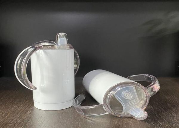 

white sublimation blanks cups 12oz fatty straight kids cups insulated sippy cup water bottle stainless steel tumbler 10pcs dw60489292112