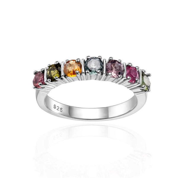 

band rings fashion luxury natural tourmaline ring versatile style s925 sterling silver inlaid natural ring arrangement