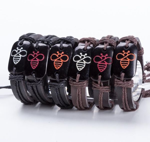 

bee leather bracelet popular handmade bracelets for men and women save earth bracelet3270642, Golden;silver