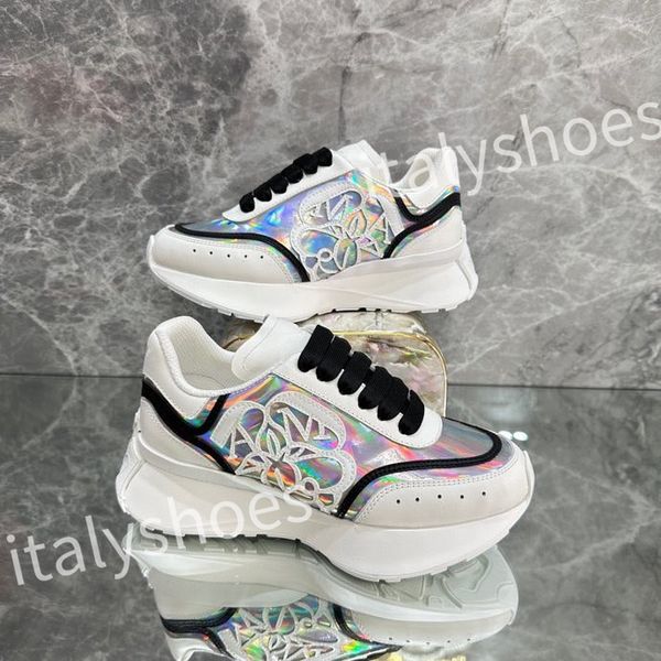 

2023 new luxury reflective leather dad shoes space stitching material sneakers designer sneakers modern autumn winter trendy shoes xsd230403, Black