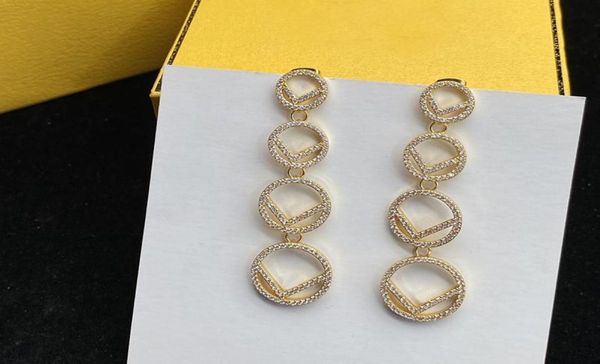 

gold plated luxury brand designers single letters stud dangle hoop geometric women long tassel crystal rhinestone pearl earring we7238767, Silver