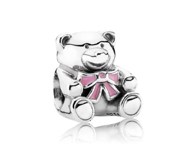 

cute bear with pink paint charm bead fashion women jewelry stunning design european style for diy bracelet bangle1108799, Black