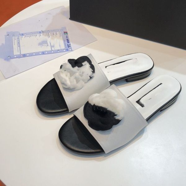 

new designer women sandal heels slipper exquisite fashion camellia flowers summer genuine leather slides ladies daily commuting party sandal, Black