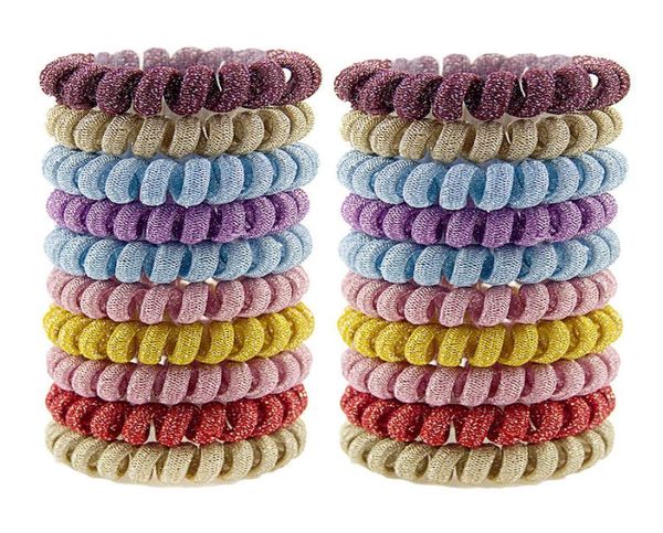 

55cm cloth telephone wire cord hair tie big girls children elastic hairbands ring rope women bracelets5137492, Slivery;white