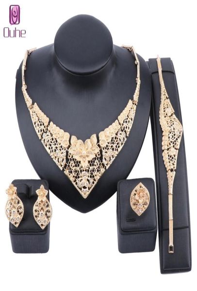 

dubai gold color accessories crystal jewelry set fashion african beads jewelry sets women costume brand statement jewelry4365089, Slivery;golden