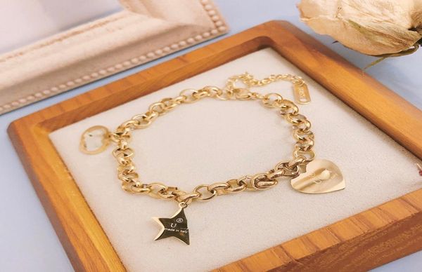 

designer bracelets women star bangle wristband cuff chain designer letter jewelry 18k gold plated stainless steel wedding lovers g5887909, Black