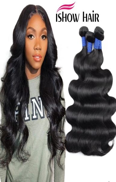 

ishow 838inch 10a mink brazillian straight body loose deep wave kinky curly unprocessed brazilian peruvian indian human hair weav3078388, Black