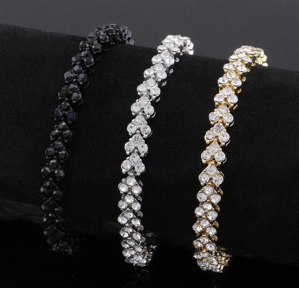 

hip hop diamonds tennis bracelet men trendy simple chain jewelry 8 26 inches three colors golden silver black270c3410595