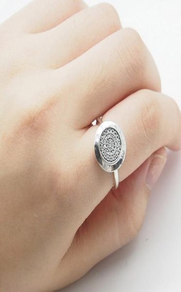 

wholesale-design authentic 925 sterling silver rings compatible fit jewelry with logo round disc cz paved ring4603468
