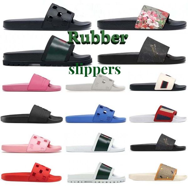 

2023 classic mens womens slippers luxury designer slippers flats platform sandals rubber brocade slides mules flip flops beach shoes, Black