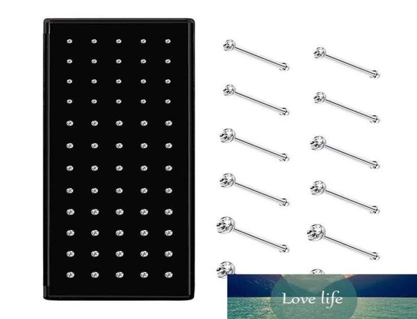

60pcs stainless steel nose studs rings piercing pin body jewelry 15mm 2mm 25mm2960303, Silver
