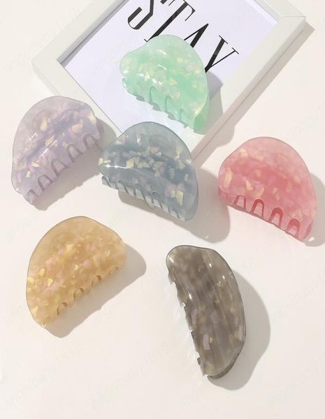 

fashion marble stripes acrylic solid color shining hairpin bath pan hair claw for women girl hair accessories headdress2454479, Slivery;white