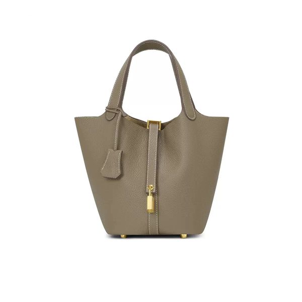 

9a private custom cowhide hand-stitched genuine leather luxury tote bucket bag