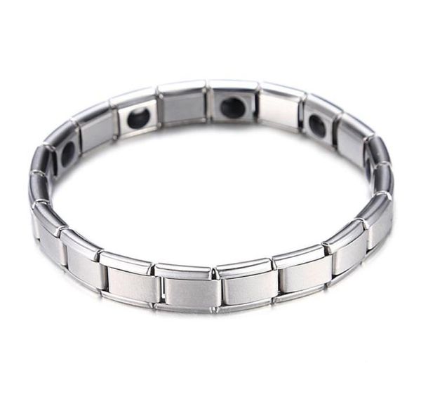 

fashion silver plated health magnetic bracelet for women stainless steel magnet bracelets bangle link chain jewelry 4975678, Black