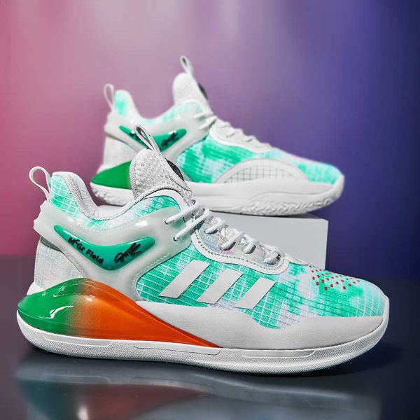 

2023 new basketball shoes breathable lightweight casual sneakers youth sports trainers black gold green orange size 39-45