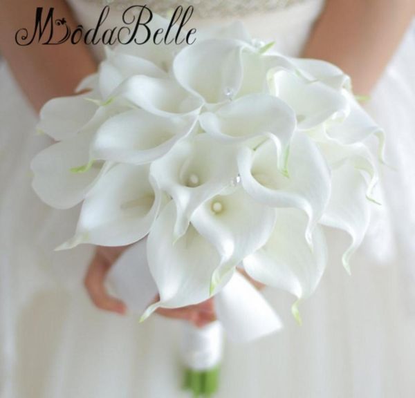 

vintage 2018 custom white calla lily bouquet wedding flowers crystal hand bridal flowers artificial wedding bouquets decor9020340