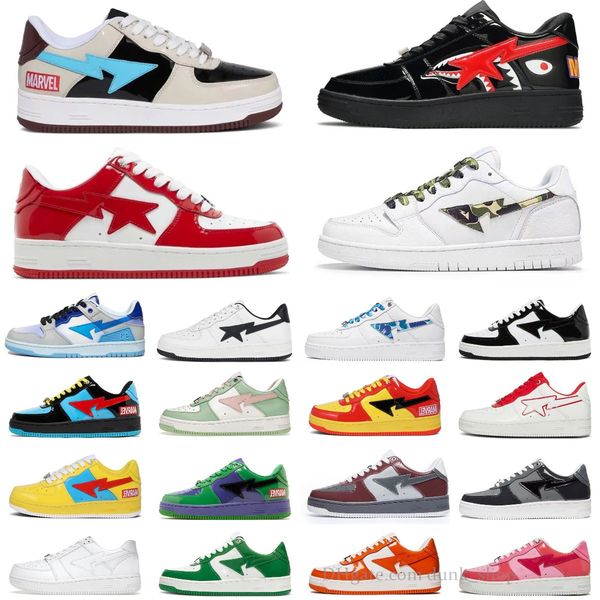 

box a bathing with ape casual shoes sk8 low men women black white pastel blue suede sta mens womens trainers outdoor plate-forme sneakers wa