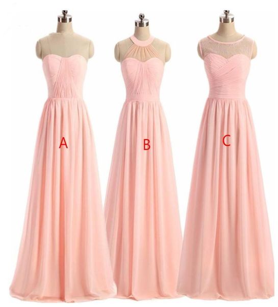 

women bridesmaid dress 2021 light pink aline lace illusion neckline sleeveless long maid honor special occasion dresses for weddi9479961, White;pink