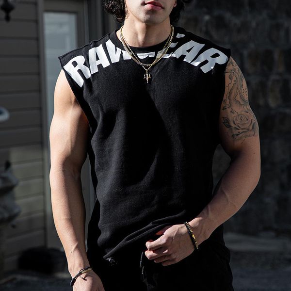 

men' tank oversize loose summer bodybuilding fitness cotton hip hop singlets muscle vest for men tee gym male stringer tank 230717, White;black