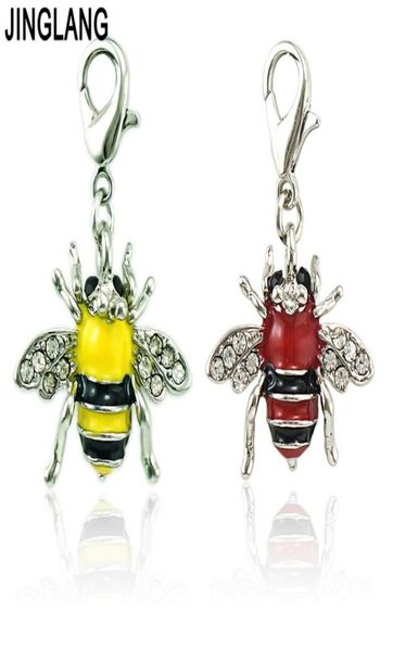 

fashion lobster clasp animal charms dangle rhinestone yellow enamel bee pendants diy charms for jewelry making accessories1333339, Bronze;silver