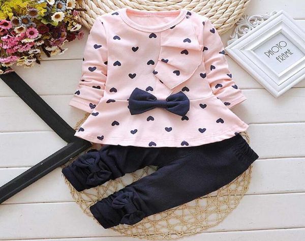 

new fashion 2pcs baby kids girls long sleeve bowknot dots printed pants sets outfits for age 16 years3507313, White