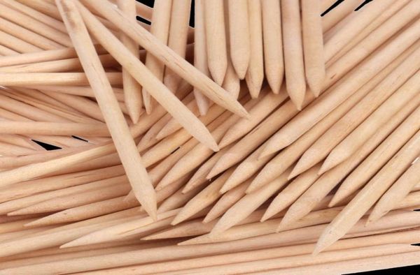 

100pcs wooden sticks nail cuticle pusher stick two way orange wood stick nails pusher polish remover manicure nail care tools8711566