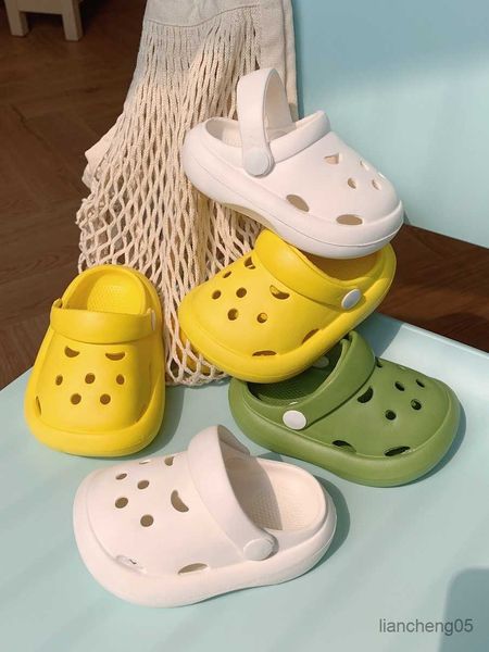 

slipper eva children' hole garden shoes 2023 summer boys and girls cute anti slip soft sole baby sandals and slippers r230718, Black;grey