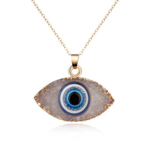 

pendant necklaces natural stone necklace for women long chain crystal turkish eye girls luck jewelry8913480, Silver